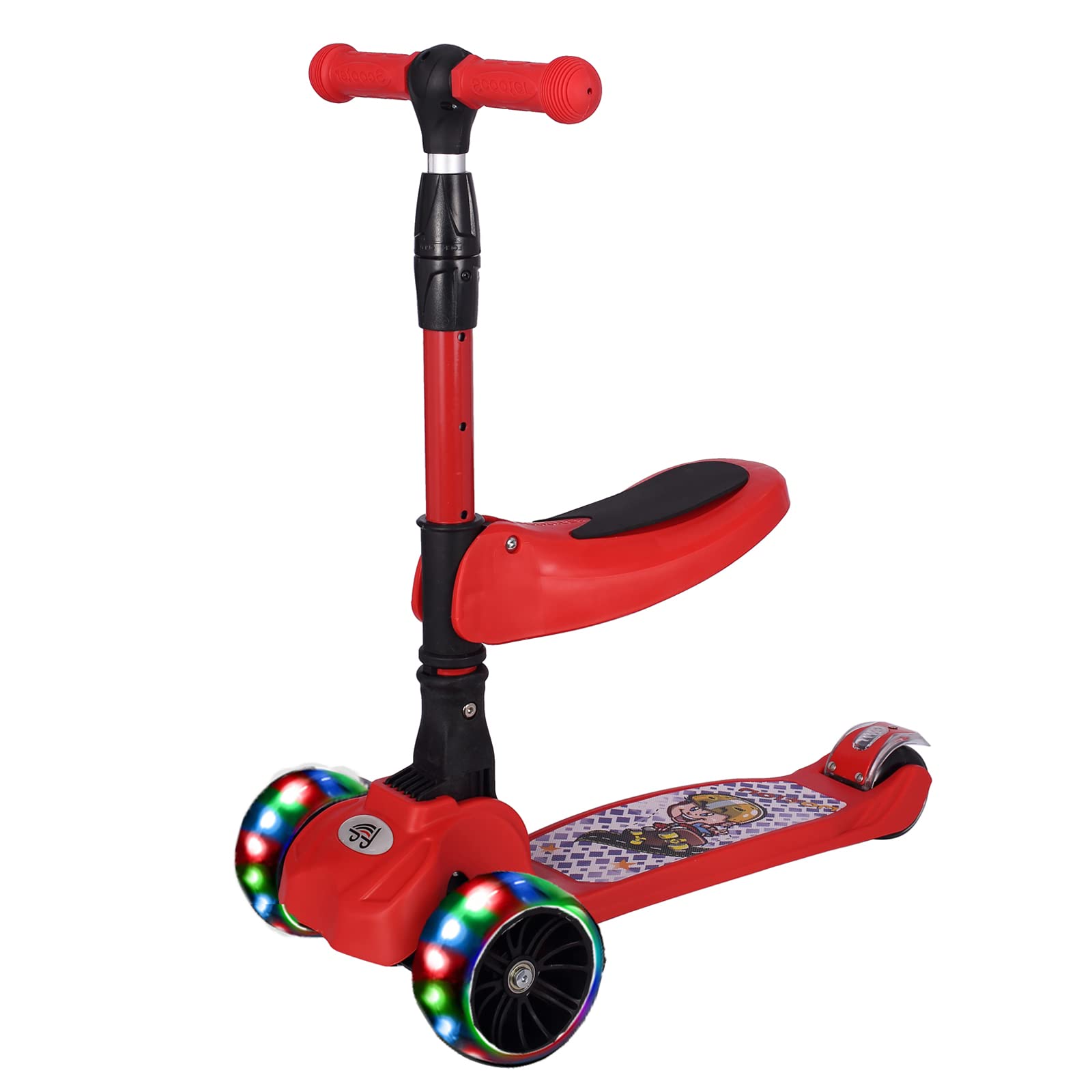 Buy 3 Wheeled Kick Scooter for Kids, 4 Adjustable Height, with