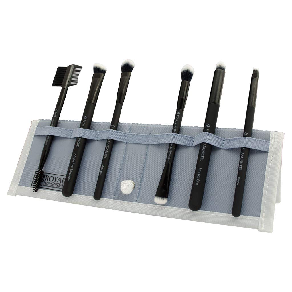 MODA Royal & Langnickel Travel Size Beautiful Eyes 7pc Makeup Brush Set including Pouch, Includes, Angle Shader