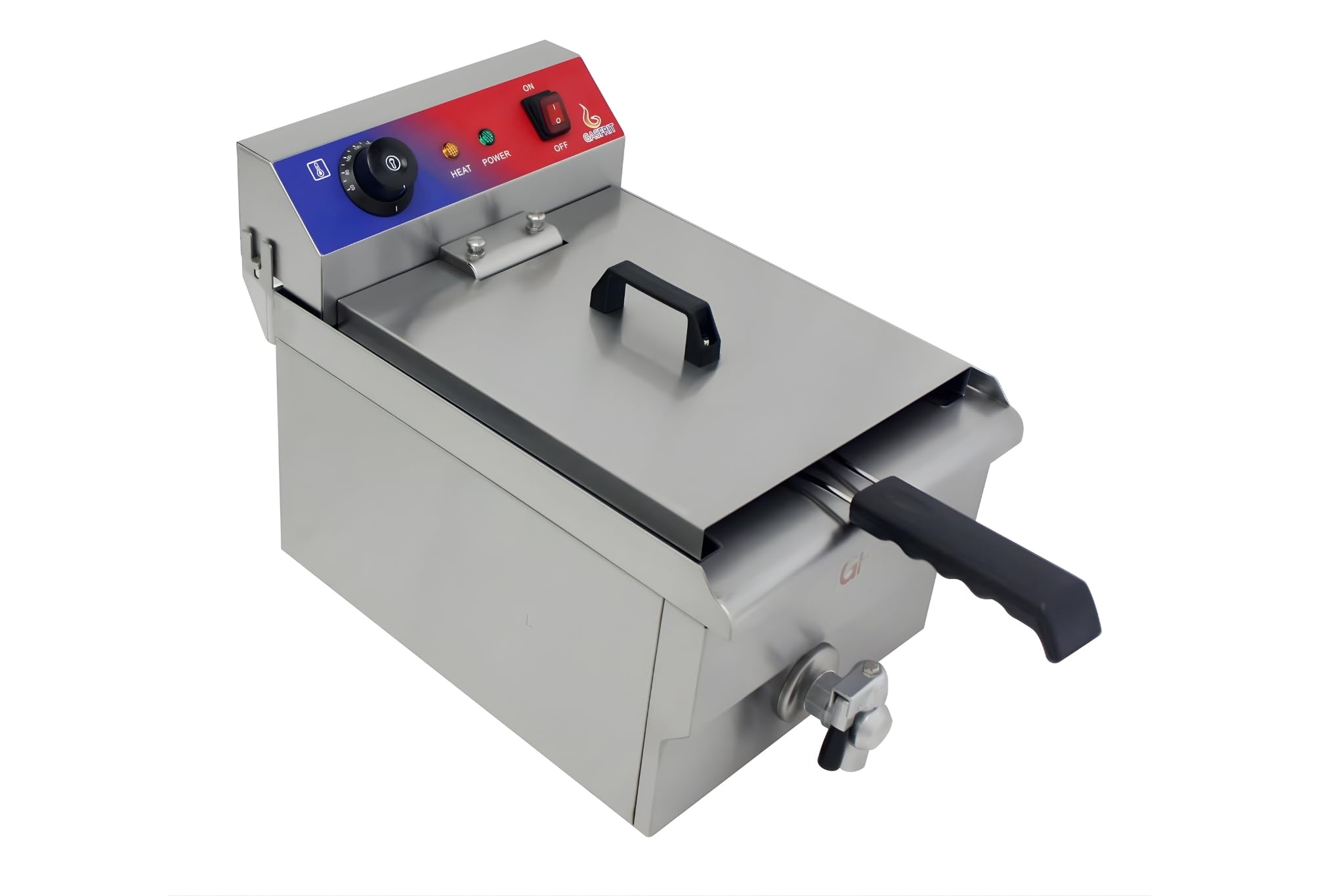 Friggitrice elettrica professionale industriale con rubinetto, acciaio inox, zone fredde, termostato E.G.O, 13 L o 13+13 L