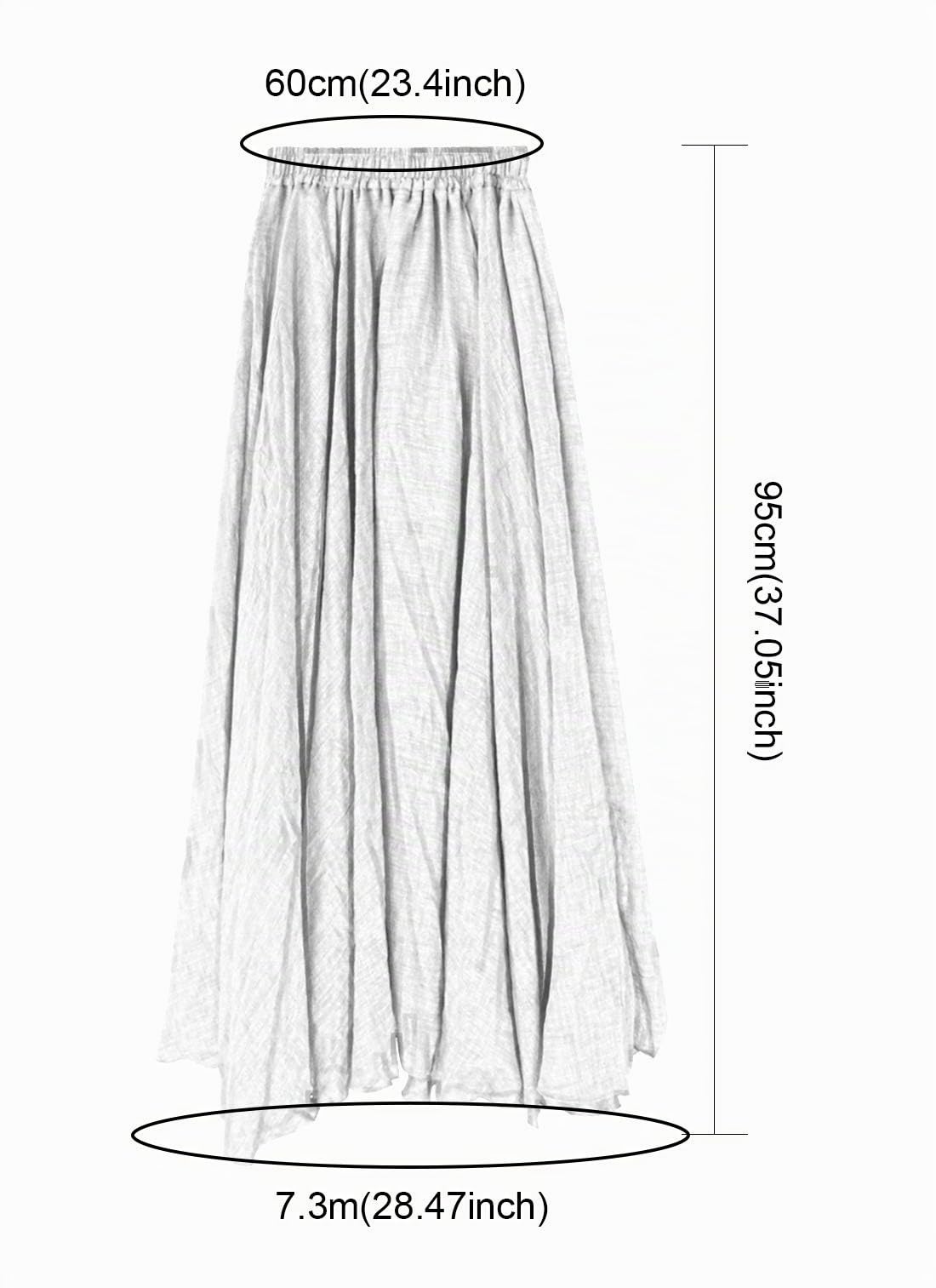 FEOYA Gonna Lunga Donna in Cotone e Lino Stile Boho Elegante Doppio Strato Balze Taglio A-Line Fluido