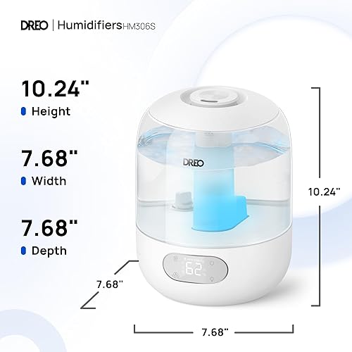 Miniatura 9 de Dreo Humidificadores para dormitorio, humidificador ultrasónico de niebla fría con iluminación silenciosa y RGB de 26 dB, tanque de llenado superior