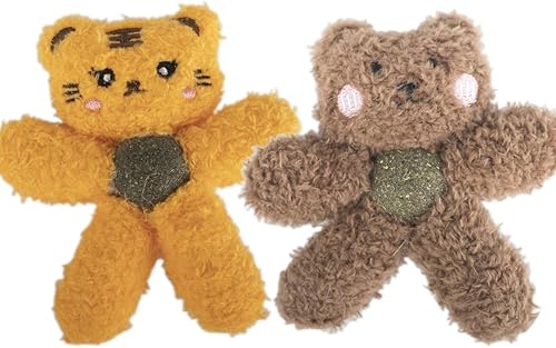 Miniatura 16 de Juguetes para gatos con hierba gatera para gatitos, morder, roer, suministros para aliviar el aburrimiento, peluche esponjoso, limpieza de dientes