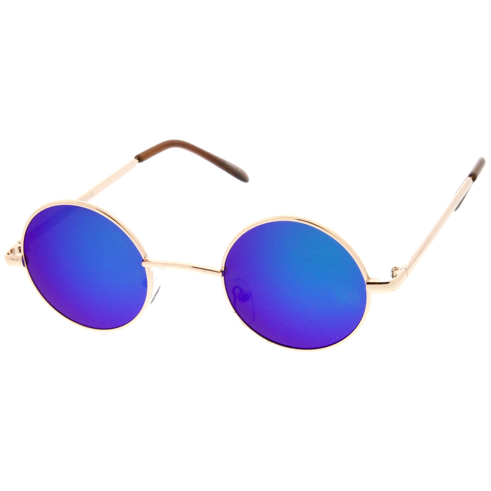 zeroUV - Retro Round Sunglasses for Men Women with Color Mirrored Lens Glasses (Gold/Blue-Green)