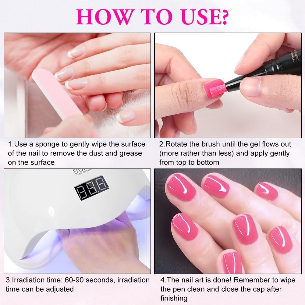 Szybkoschnący lakier do paznokci 3 w 1 jednoetapowy lakier do paznokci UV Nail Polish Pen, pisaki do lakieru do paznokci w 6 kolorach szybkoschnący dla kobiet, dziewcząt, seria kolorowa