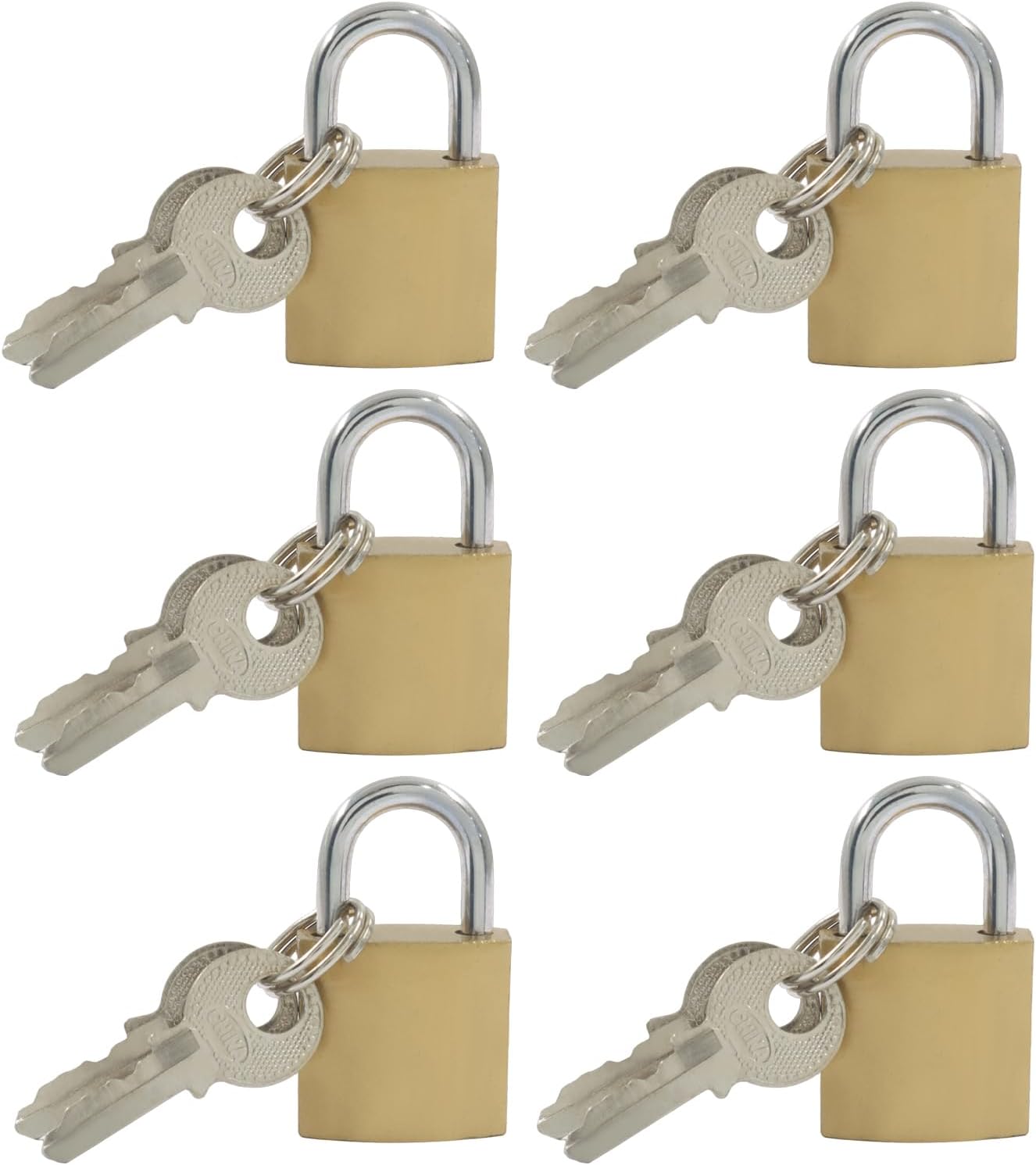 Bonsicoky 6 Pack Luggage Locks with Keys, 20mm Small Padlock for School Gym Locker, Brass Metal Keyed Lock for Travel Suitcase Backpack, 12 Keys Included