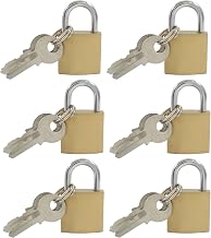 Bonsicoky 6 Pack Luggage Locks with Keys, 20mm Small Padlock | School Gym Locker, Brass Metal Keyed Lock, Travel Suitcase Backpack, 12 Keys Included