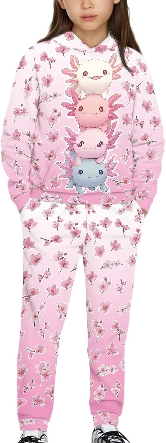 Renewold Kids Hoodie Sweatshirt and Jogger Sweatpants 2 Pieces Sweatsuits Set Girls Tracksuits Long Sleeve Activewear