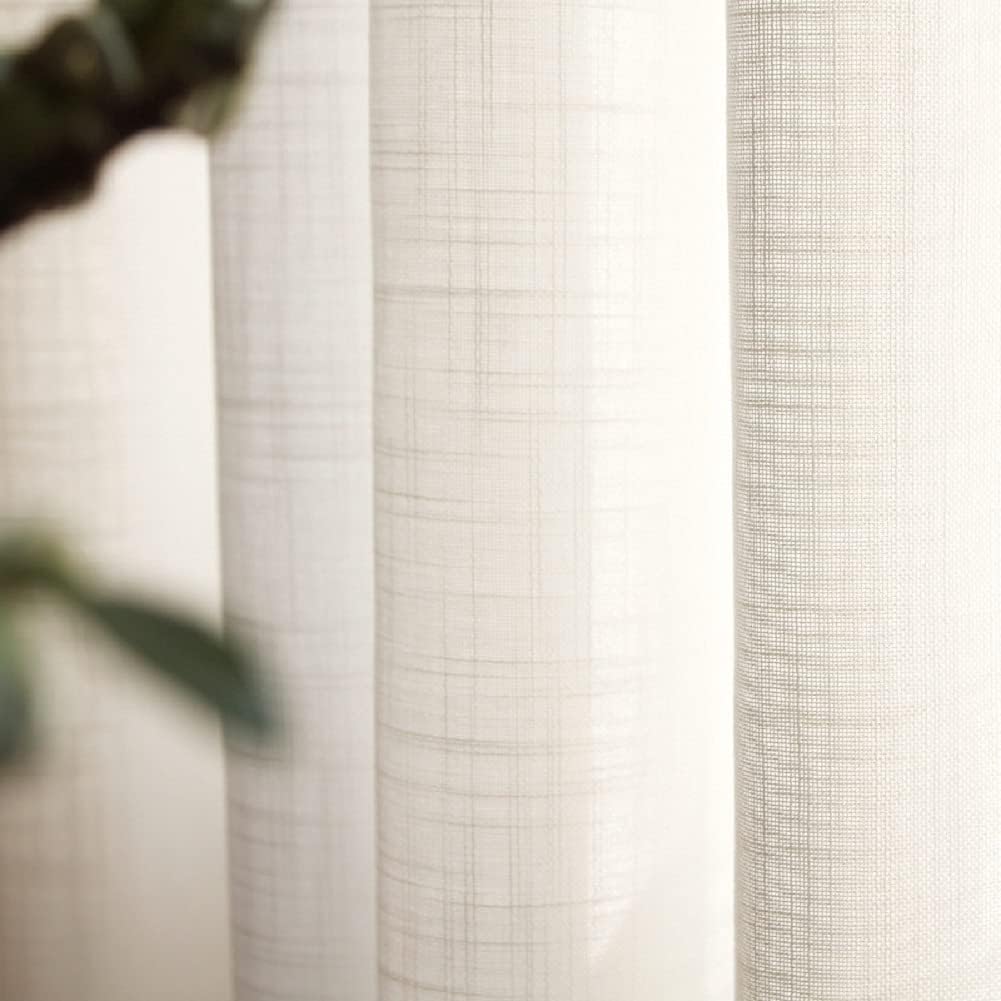 Natural European Elegant Sheer Curtains Elegant Transparent Rod Pocket Window Treatment for Living Kids Baby Room Bedroom Balcony(1 Panel, W 100 x L 84 inch, White)