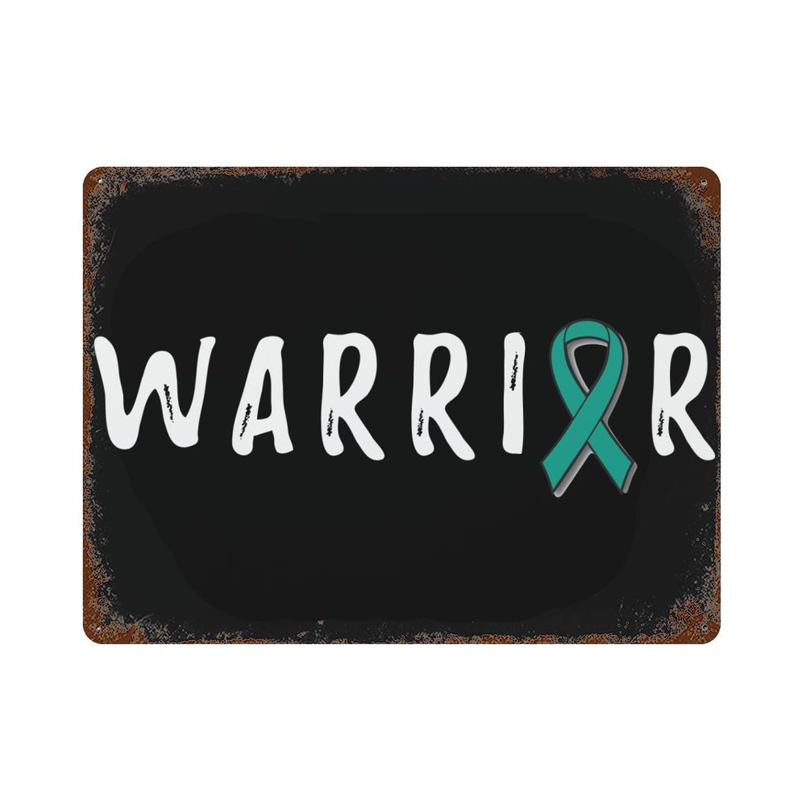KWQDOZF Warrior Ovarian Cancer Awareness Theme Metal Tin Sign,Vintage Iron Hanging Plate Horizontal with Rust Poster Wall Decor 12x16inch