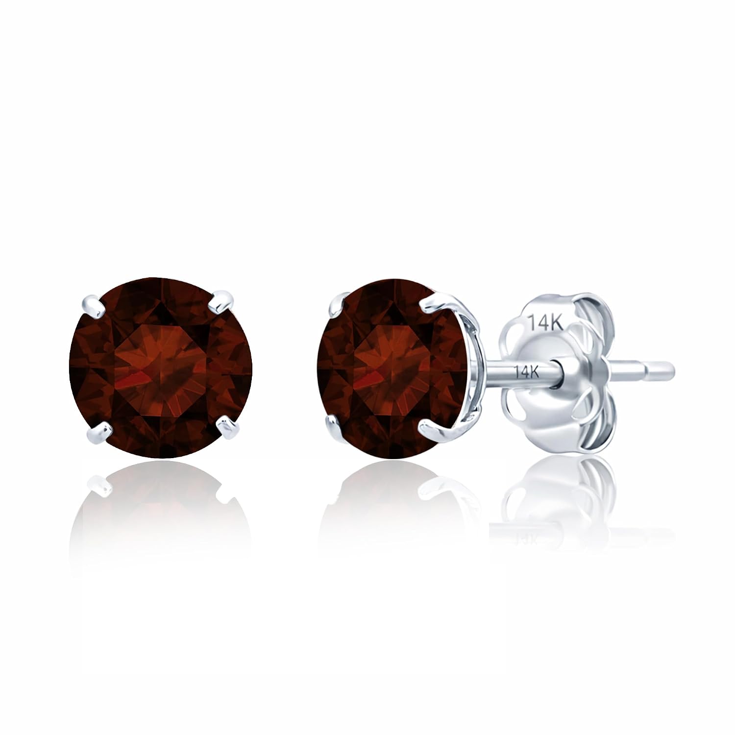 14k Gold 6MM Round Stud Gemstone Earrings | Hypoallergenic Solitaire Gemstone Studs with 14K Gold Backs | Lightweight Birthstone Earrings with Gift Box by MAX + STONE - Image 8
