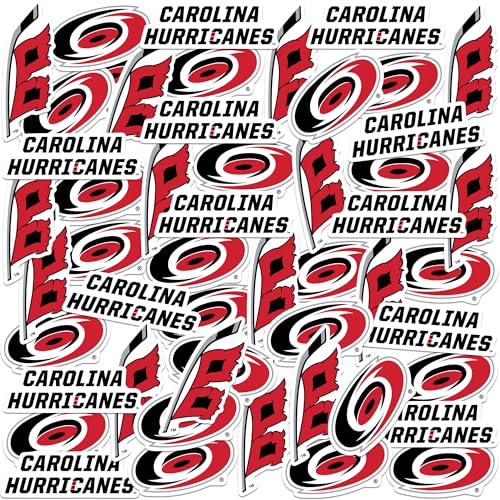 NHL Carolina Hurricanes Logo 50ct Vinyl Large Deluxe Stickers Variety Pack – Officially Licensed Team Logos – Laptop, Water Bottle, Scrapbooking, Tablet, Indoor/Outdoor