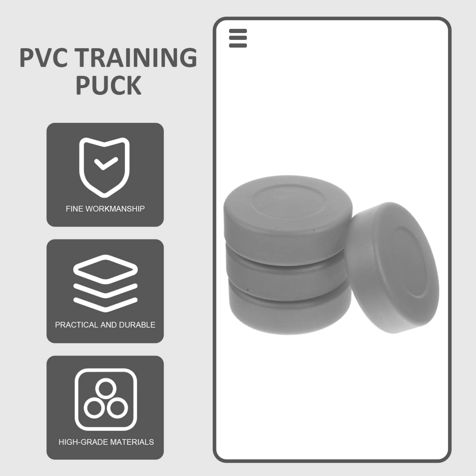 Pvc Puck Ball Hockey Goalie Equipment 8-Pack PVC Ice Hockey Practice Pucks ...