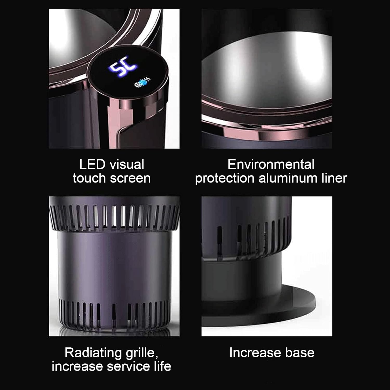 Car Cup Cooler Warmer, 2 in 1 Cooling Heating Mug Holder Cigarette Lighter Powered with LCD Display DC12V Keep Beverage Cool Warm
