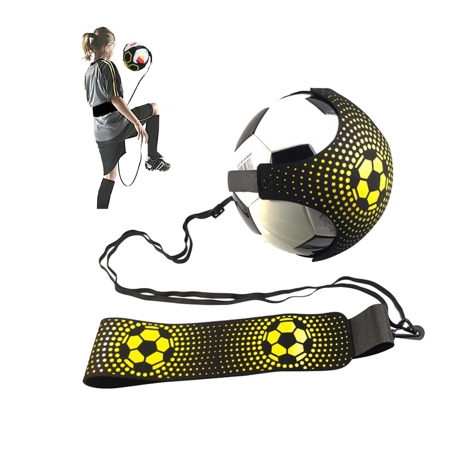 Calcio Kick Trainer Calcio Pallavolo Allenamento Allenamento Cintura Chiudere Solista Pratica Aiuto per Migliorare la Reazione Palla Controllo Vita Cintura Mani Libere Attrezzature di Allenamento per Adulti Bambino Calcio Miglioramento delle abilità