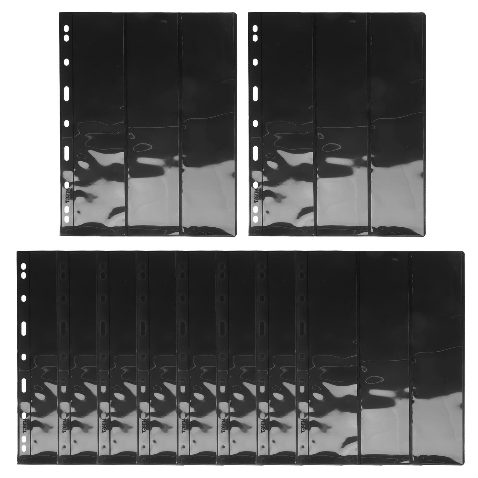 IMIKEYA Pages Intérieures Pour Album De Timbres 10 Pièces Fond Noir Pochettes Réutilisables 3 Emplacements Pour Collection Et Présentation De Timbres