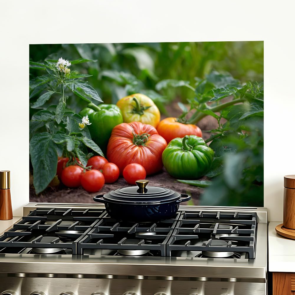 Tomato Garden Kitchen Backsplash Peel and Stick, 35.4x23.6 in