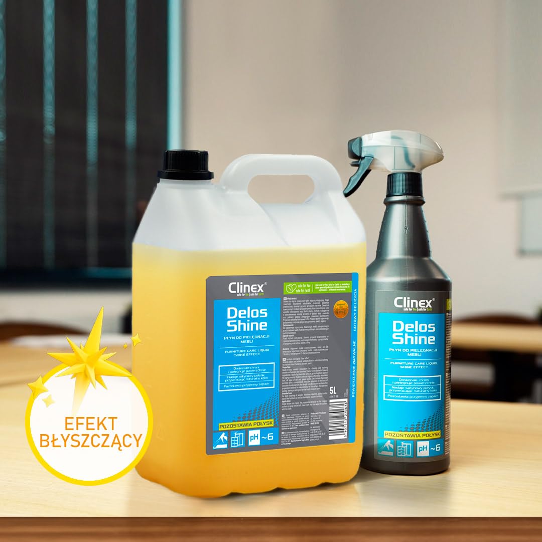 CLINEX Delos Shine, Líquido limpiador y cuidado de muebles, deja brillo, 1l