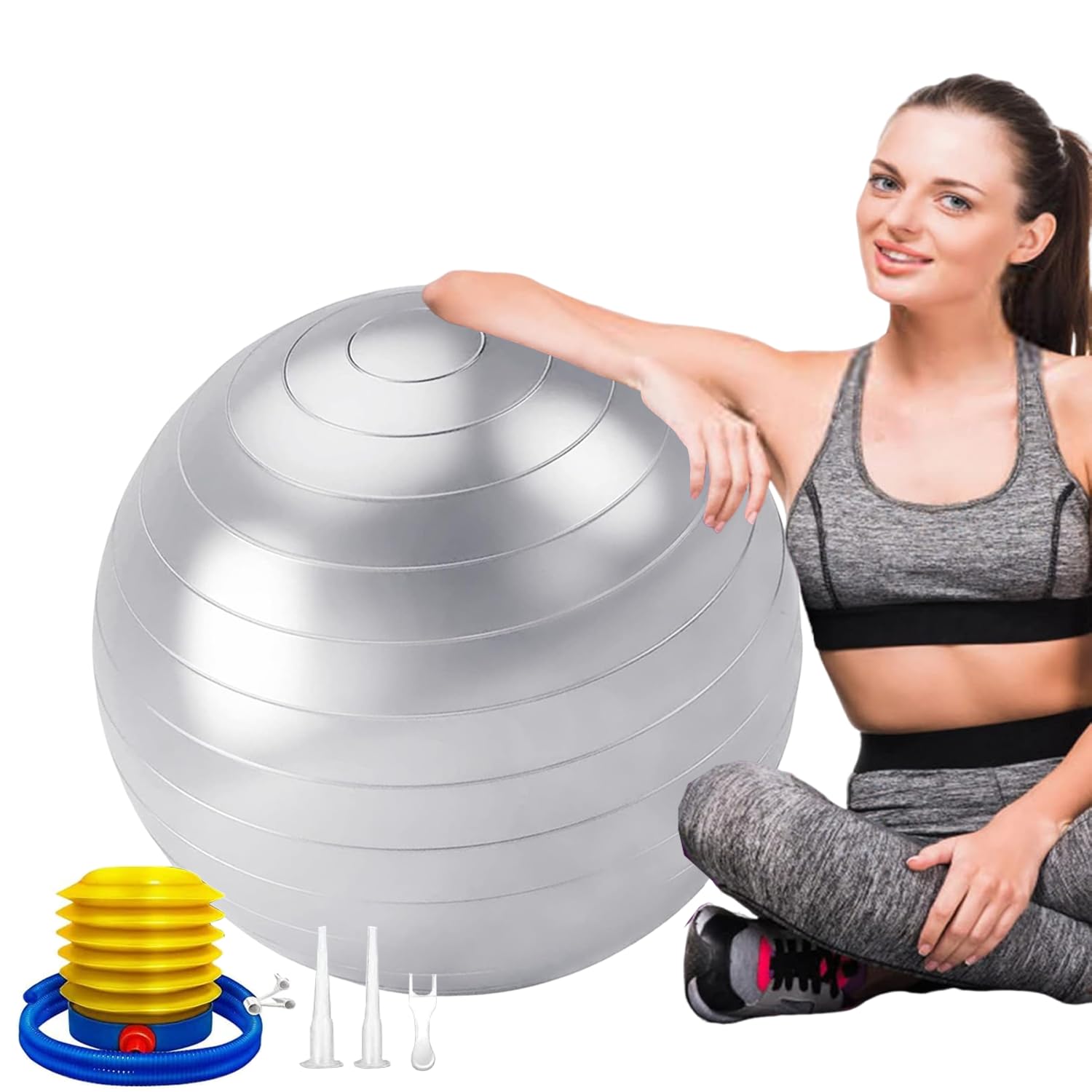 Exercise Bal Sitting Ball, Anti-Burst Pilates Ball with Air Pump, Extra Thick Yoga Ball for Core Fitness Home Office Birth Pregnancy Pilates Core Strengthening Fitness 65cm