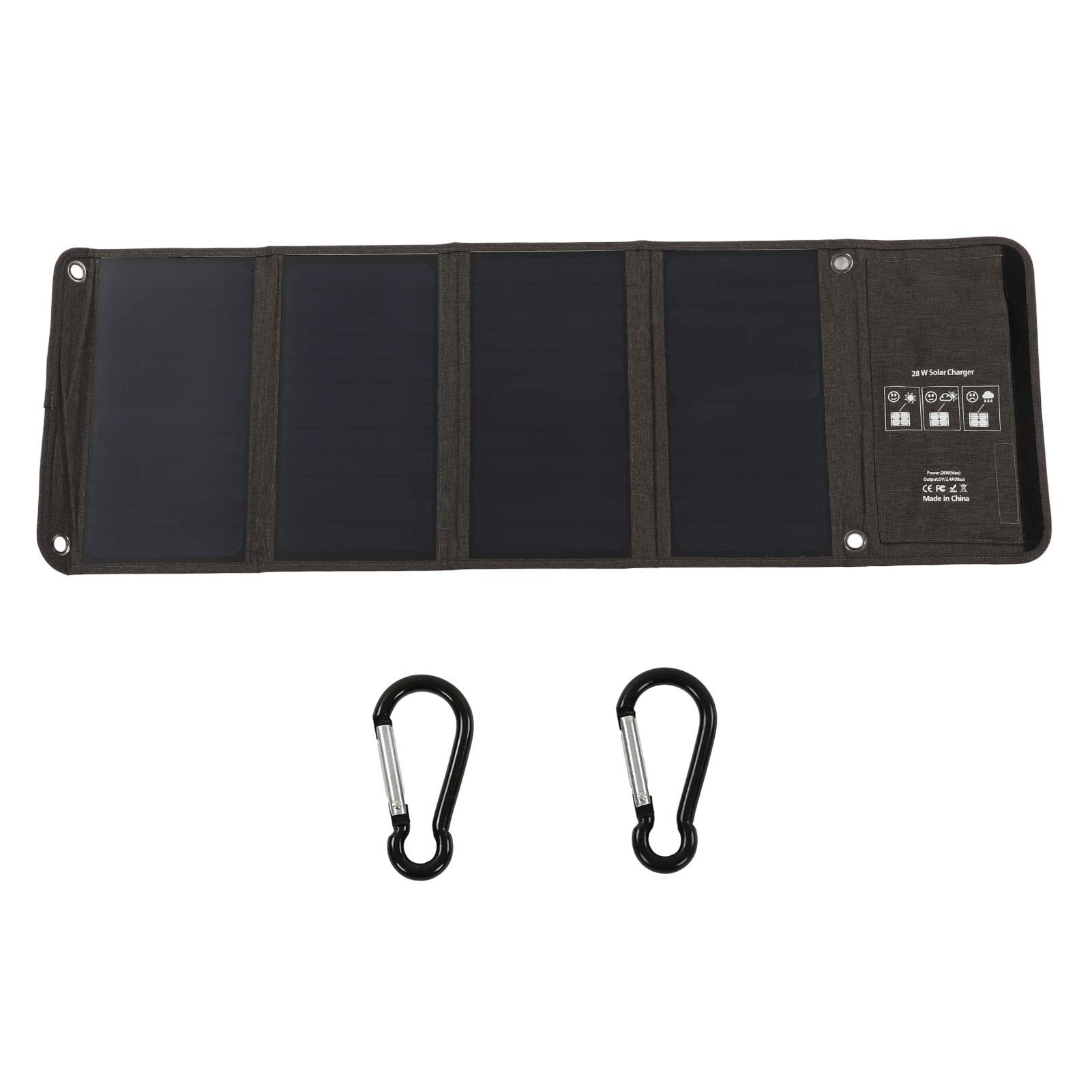 Cargador de panel solar plegable 28W 2 puertos USB Panel de carga solar portátil ligero impermeable Cargador solar al aire de alta eficiencia para acampar senderismo viajes