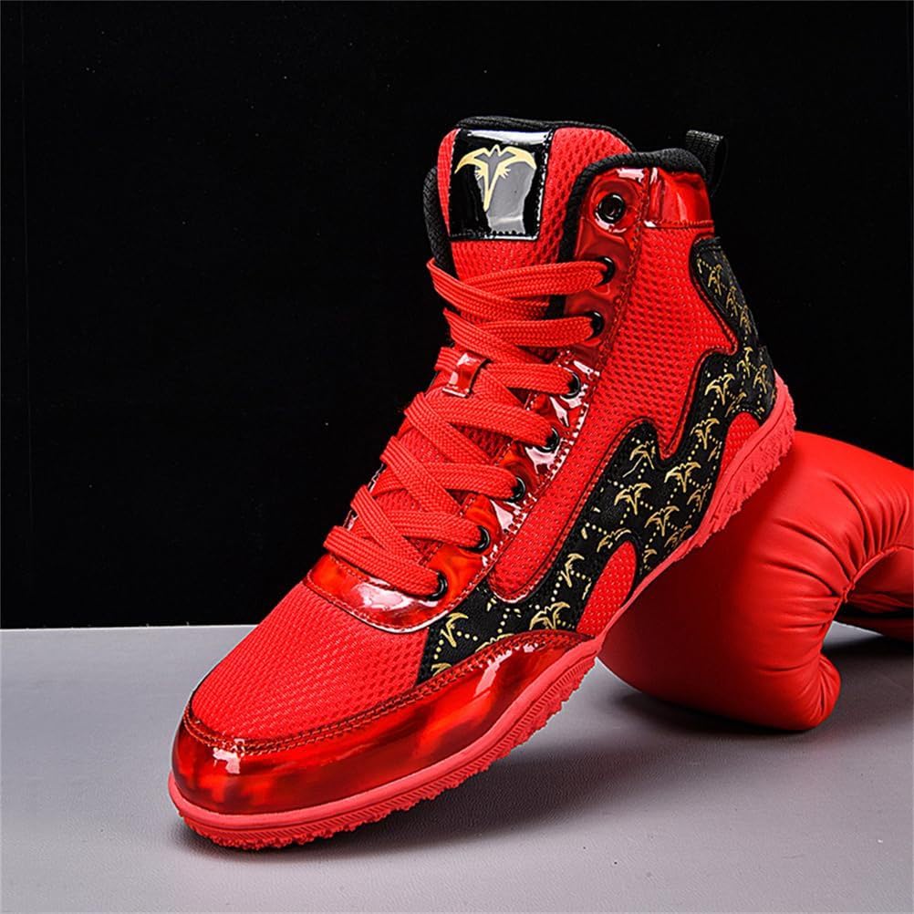 Zapatillas de Lucha Libre para Hombres Zapatos de Entrenamiento de Kickboxing Antideslizantes Botas para Powerlifting, Culturismo y Levantamiento de Pesas