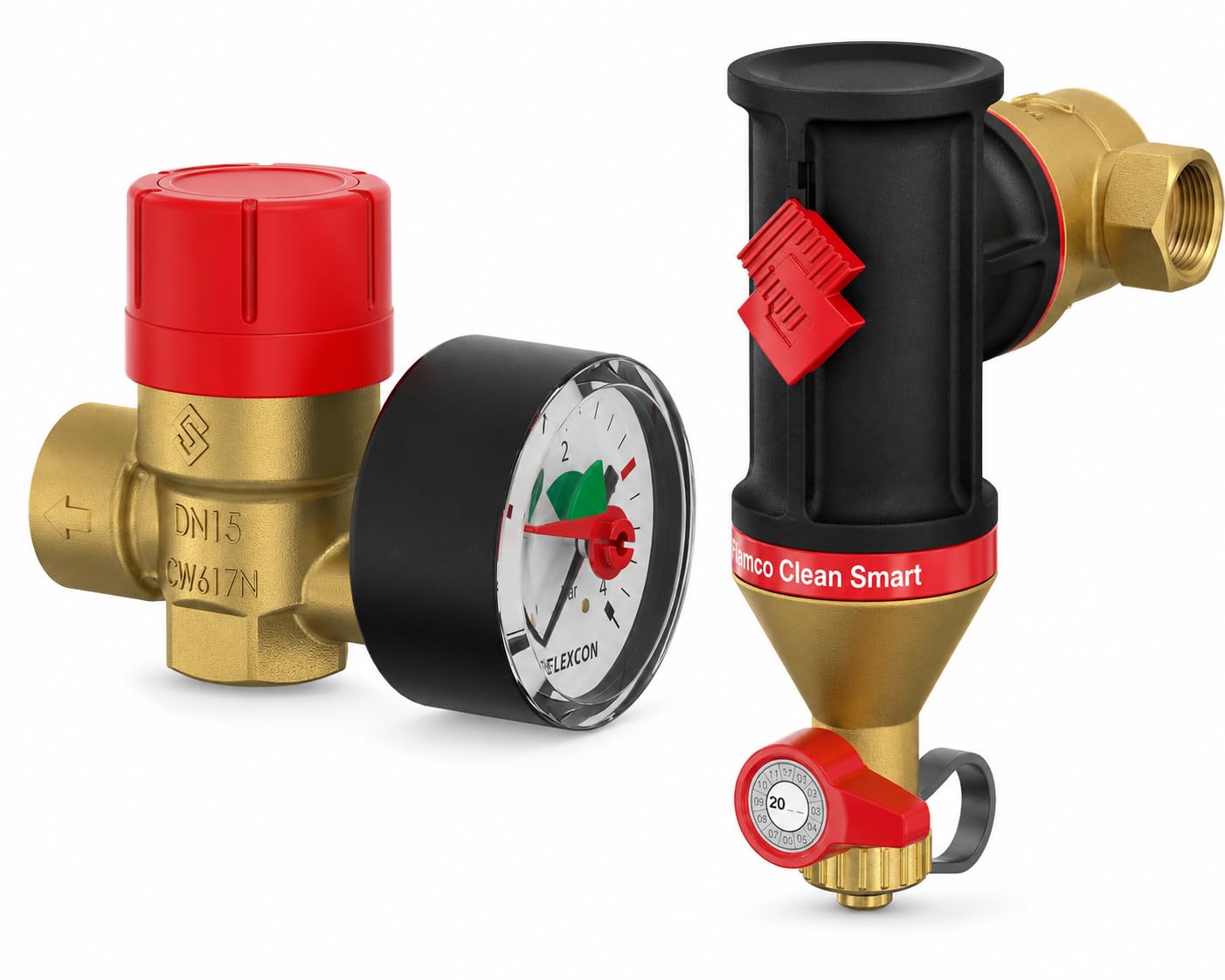 Séparateur de boues Flamco G 1'' F avec groupe de sécurité Prescomano 3 bar