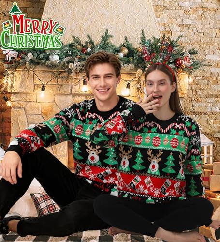 Let It Snow Reindeer and Snowman Banded Christmas Sweater - Image 5