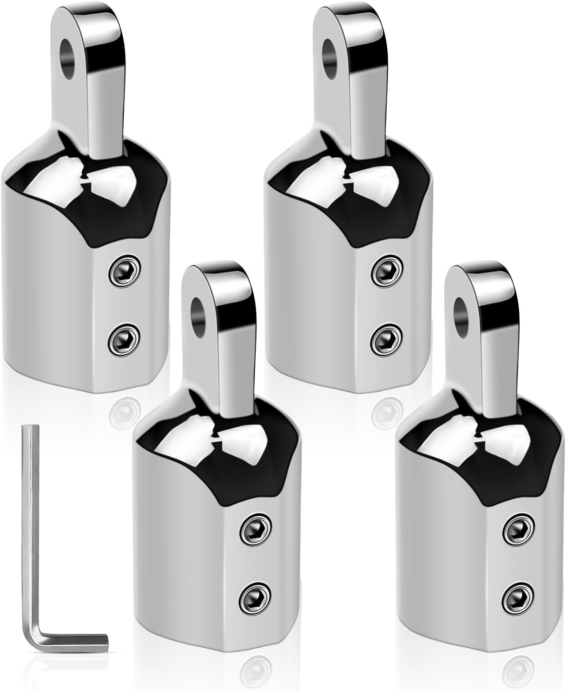 7/8" or 1" Bimini Top Cap Fittings Eye End Caps, 316 Stainless Steel External Round Tubing Boat Canopy Hardware Pop Metal Cap with L Shape Hex Key