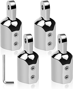 7/8" or 1" Bimini Top Cap Fittings Eye End Caps, 316 Stainless Steel External Round Tubing Boat Canopy Hardware Pop Metal Cap with L Shape Hex Key