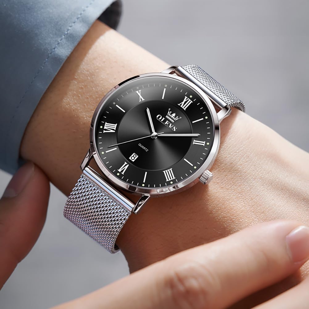 OLEVS Mens Gold Watches Analog Quartz Business Dress Watch Day Date Stainless Steel Classic Luxury Luminous Waterproof Casual Male Wrist Watches - Image 2