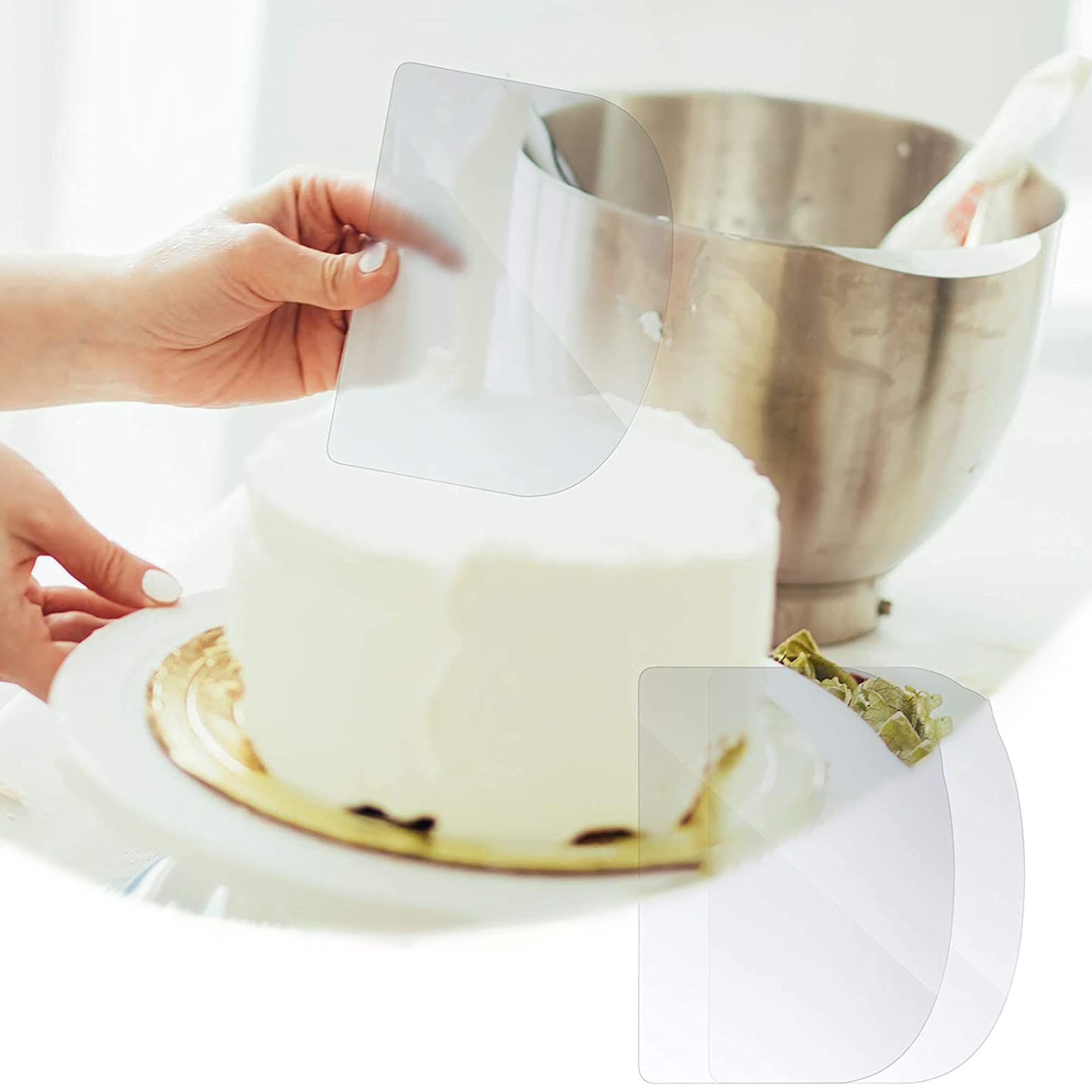 NA Woohome 6 STKS Acryl Cake Scraper Decoreren Transparante Cake Cream Scraper Clear Icing Kam Contour Decorating Set voor Brood Gebak Cake Decorating Supplies DIY Keuken Bakkerij Bakken Tool
