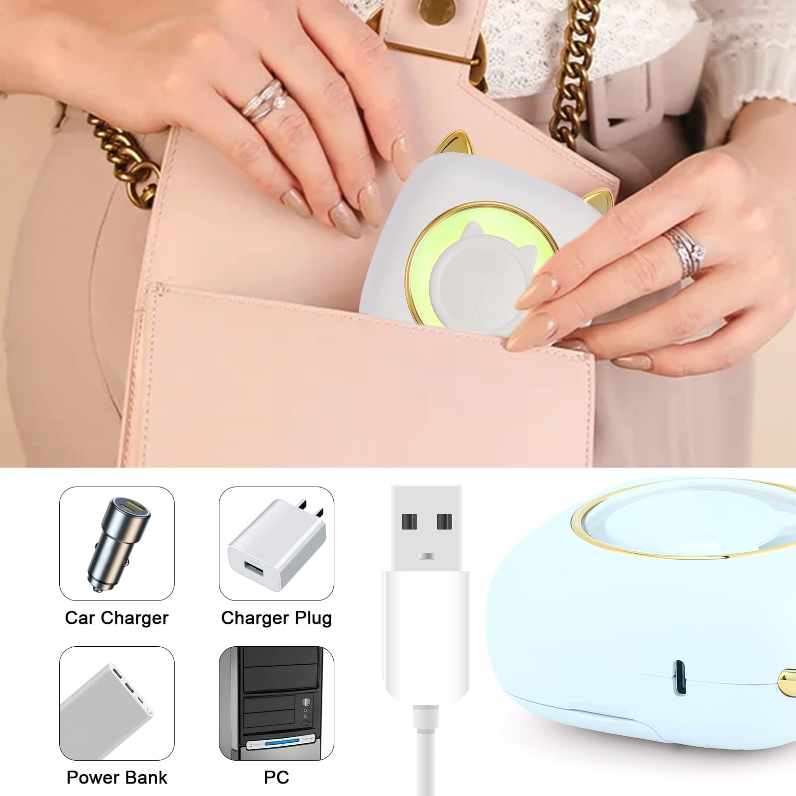 GuKKK Mini Stampante Fotografica, Mini Stampante Termica con LED colorati, Stampante Fotografica Istantanea Portatile, Mini Stampante Termica Bluetooth Ricarica USB, per Note, Diario, Elenco