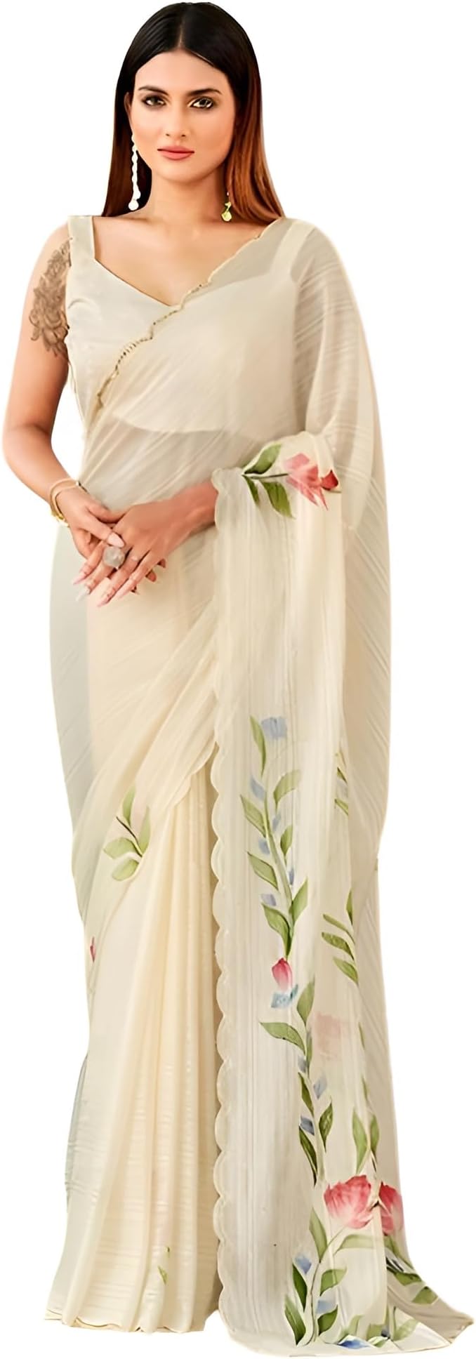 MAHEKFab Indian Sarees for Women's Saree New Lehriya Fancy Prints Saree with Mirror work Border sari & Blouse Piece