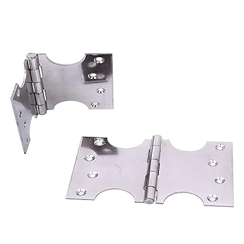 TONI's Mirror Polish Stainless Steel Parliament Door Hinge - Wide Throw Expandable Swing for Indoors & Outdoors - Pack of Four (150MM)