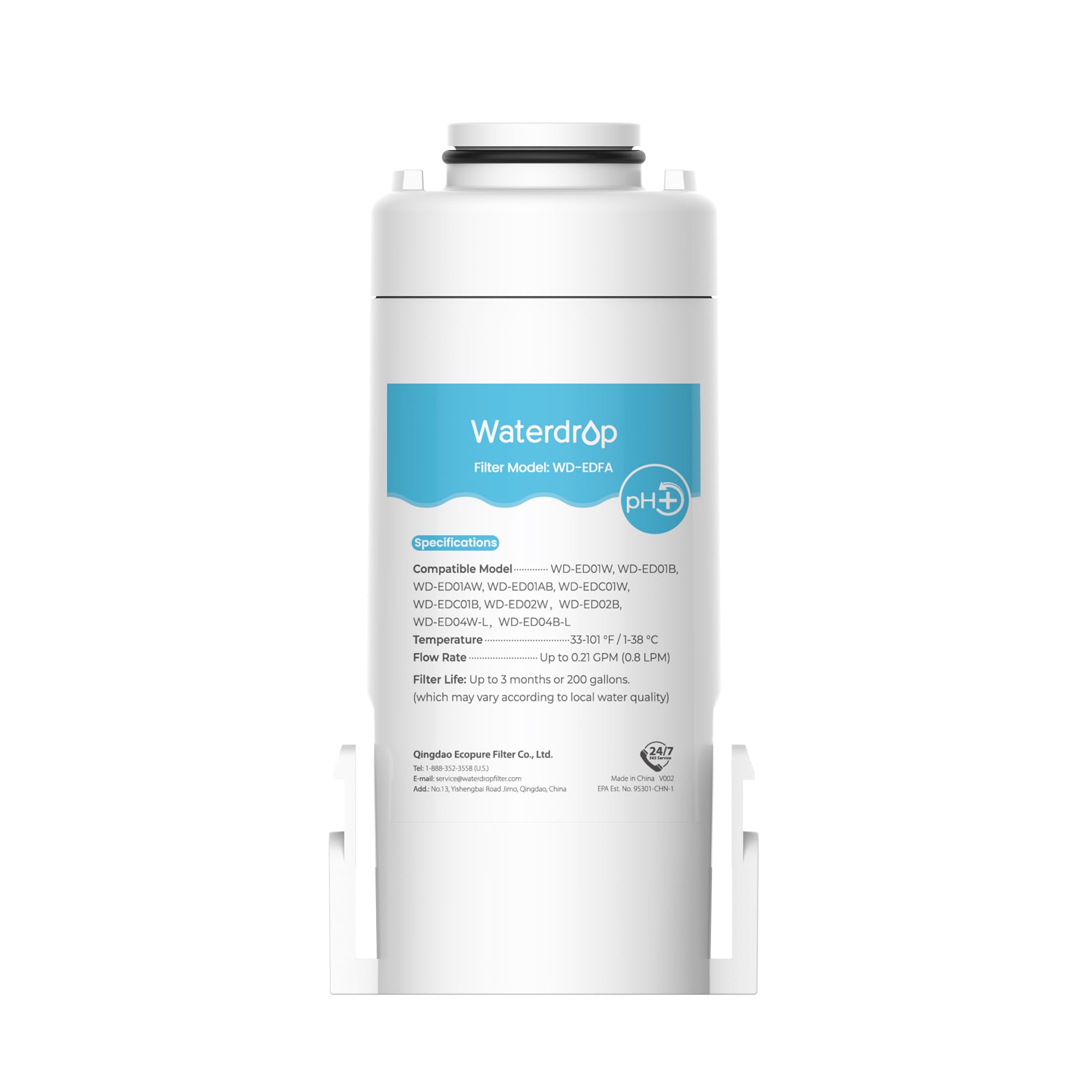 Waterdrop WD-EDFA Alkaline Filters Replacement for Waterdrop Electric Pitcher ππ-ππππ/ππππ/ππππ/πππππ/πππππ, NSF/ANSI 42&372, Improve PH, 3 Months or 200 Gallons, 1 Filter