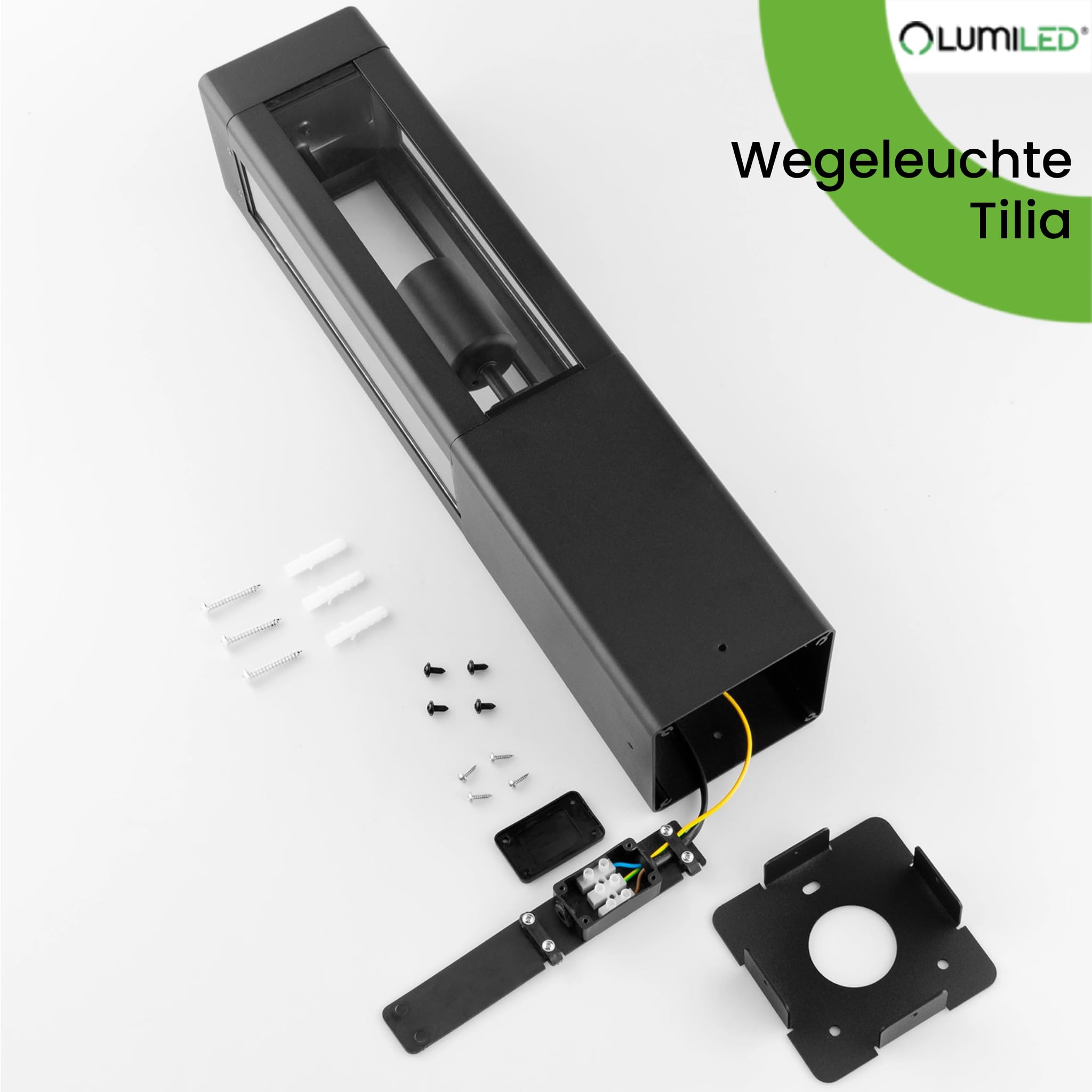 Lumiled Außenleuchte Pollerleuchte Außenstehleuchte Stehlampe Wegeleuchte Gartenleuchte Wegelampe stehend 50 cm IP44 Schwarz rechteckig spritzwasserdicht Aluminium E27 Fassung max 13W