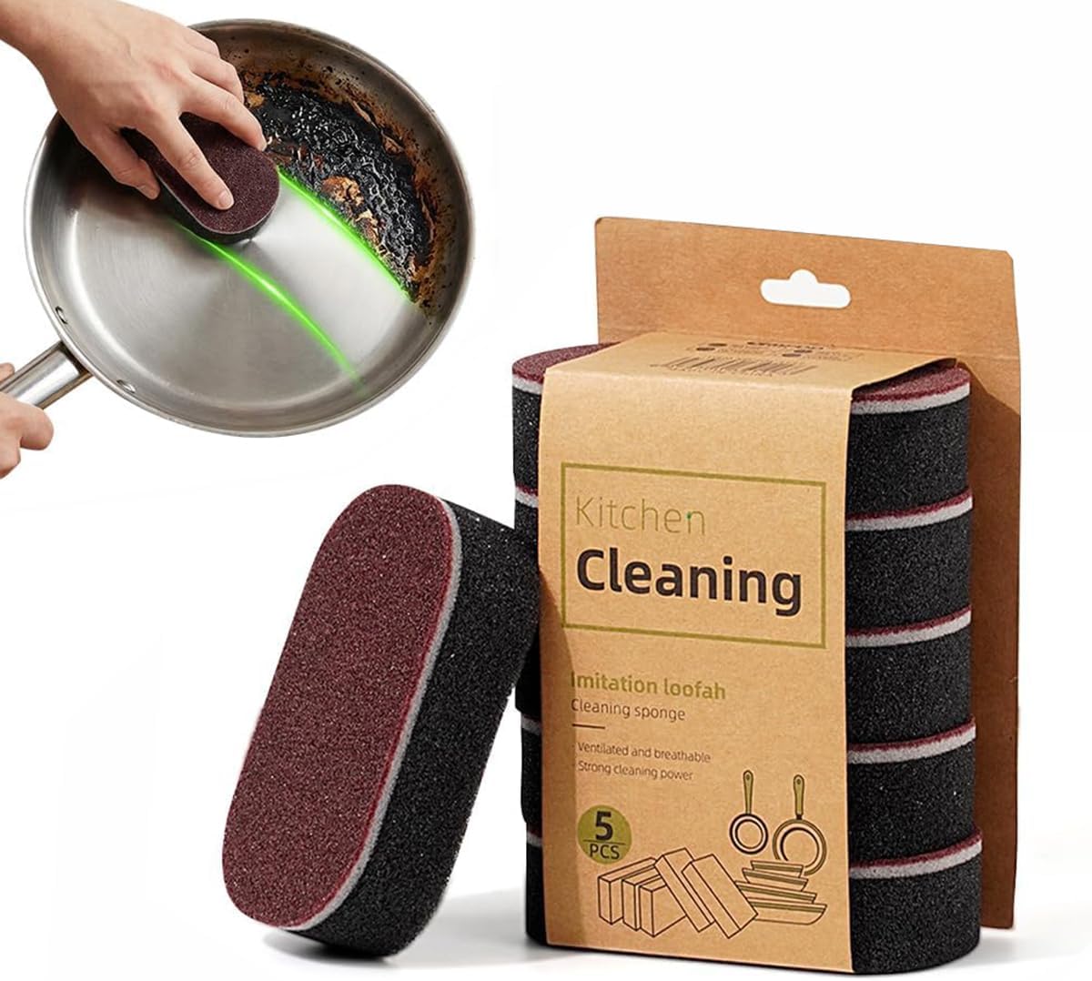 Magic Cleaning Sponges Eraser, 2026 New Non-Scratch Dual-Sided Sponges, Multi-Functional Non Scratch Scrub Sponge for Kitchen Bathroom Wall Floor Sink Tub Stain Removal (5pcs)