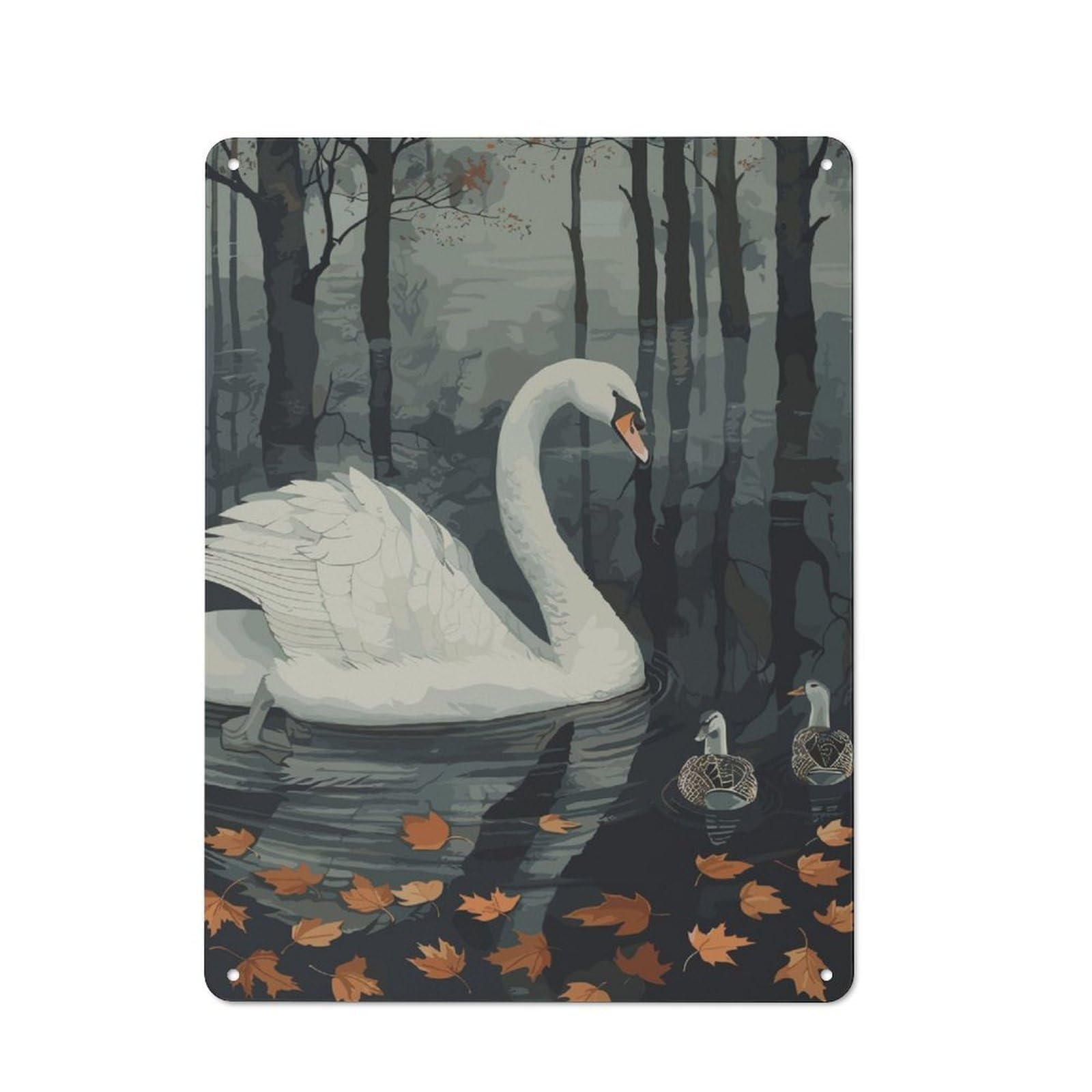 Junmoney Swan Wild Retro-Style Tin Wall Plaque 40X30cm For Café Or Home Bar, New Home Wall Decor For Home Bar Enthusiasts