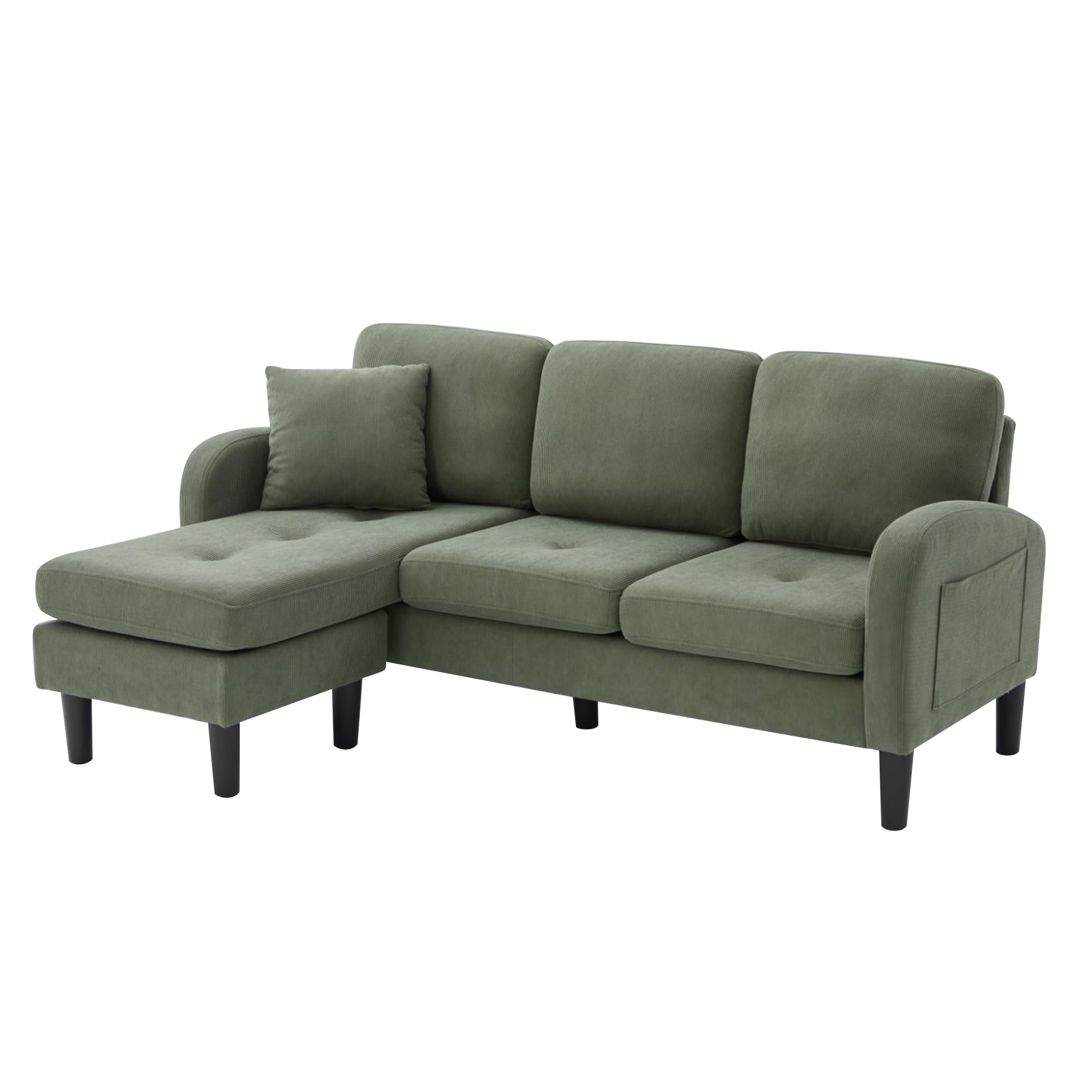 Sofá esquinero modular de 3 plazas con chaise longue en forma de L, sofá con función de dormir, sofá de lino de algodón transpirable, patas de plástico, ideal para salón, apartamento y oficina