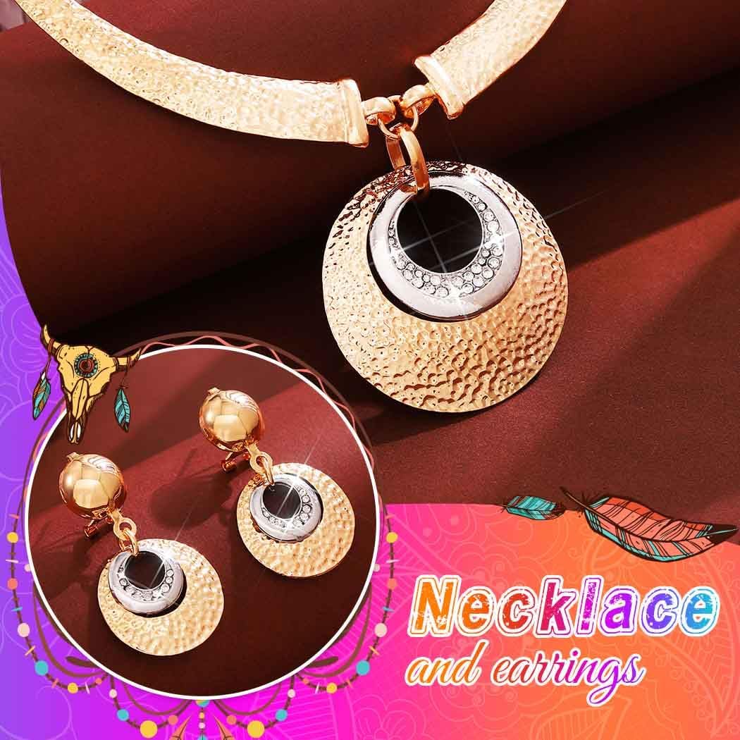 Yean African Choker Jewelry Set Gold Chunky Necklace and Earring Set Punk Statment for Women - Image 6