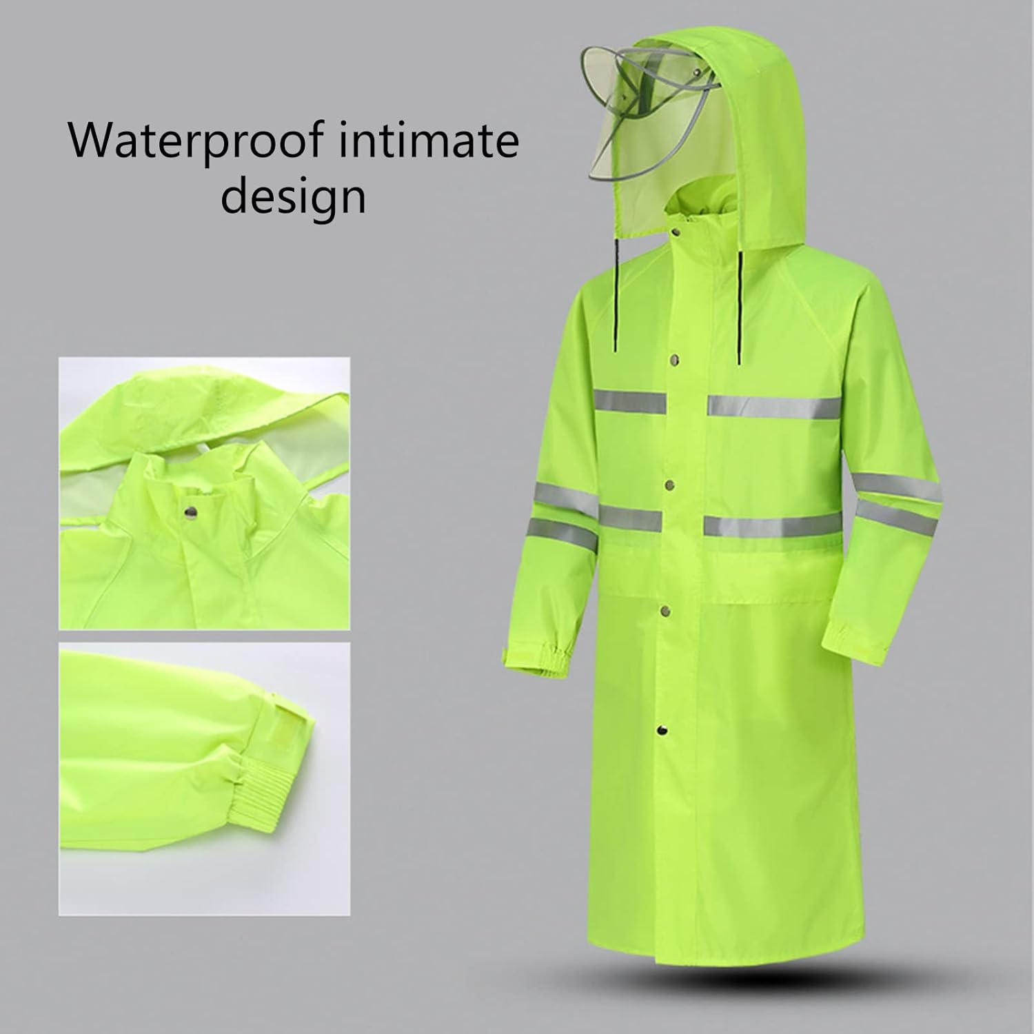 Waterproof Rain Hooded High Visibility Long Rain Construction Reflective Rain Rain Coat Rain Gear