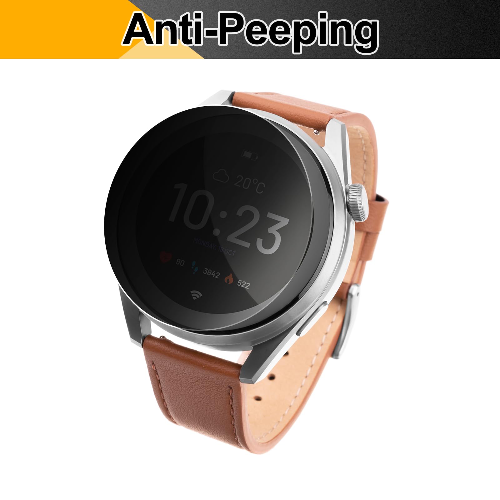 2 Vetri Temperati Privacy 9H Per Smartwatch 40mm – Anti-spionaggio, Anti-riflesso, Universali, Grigi, Con Bordo 2.5D
