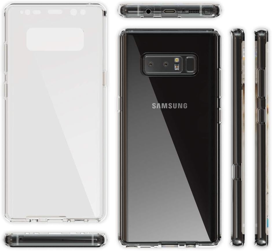 NALIA 360 Degree Case Compatible with Samsung Galaxy Note 8, Full Body Protective Front & Back Soft Skin Phone Cover, Slim Transparent Protector Ultra-Thin Clear Silicone Bumper, Color:Transparent