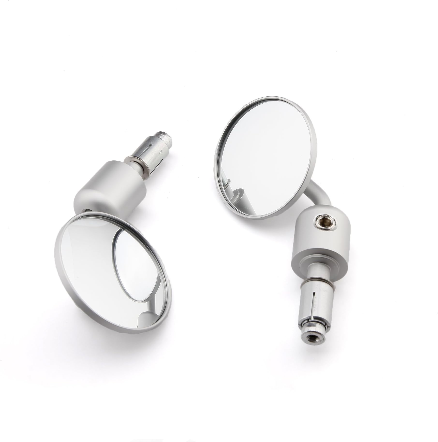 Custom Motorcycle CNC Handle Bar End Rearview Side Mirrors 3"Round 7/8" 22 mm for Honda Yamaha Suzuki Kawasaki Aprilia Benelli BMW Derbi Ducati Gilera KTM (Silver)