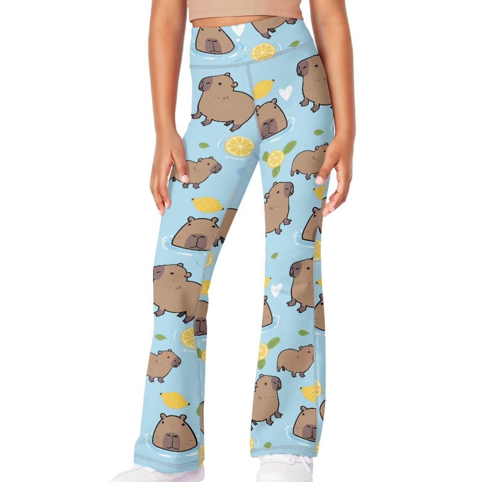Girls Leggings Floral Print High-Waisted Flared Pants 5-14 Years