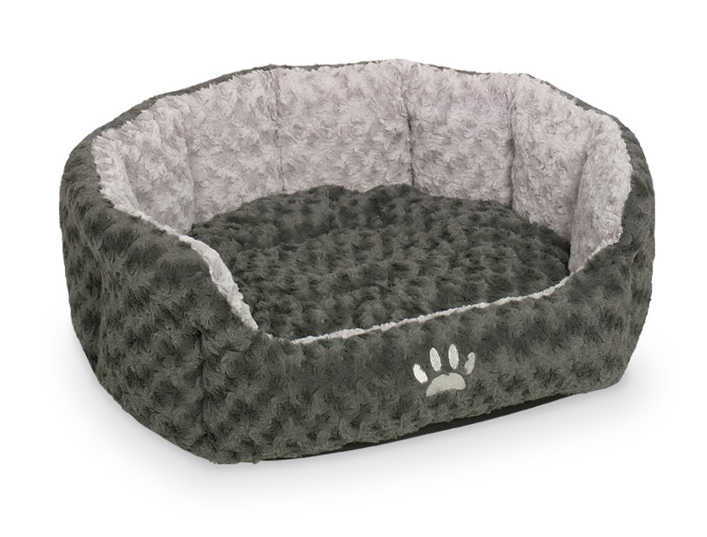 Nobby Padded Plush Oval Bed Seoli, 66 x 57 x 22 cm, Dark Grey/ Light Grey