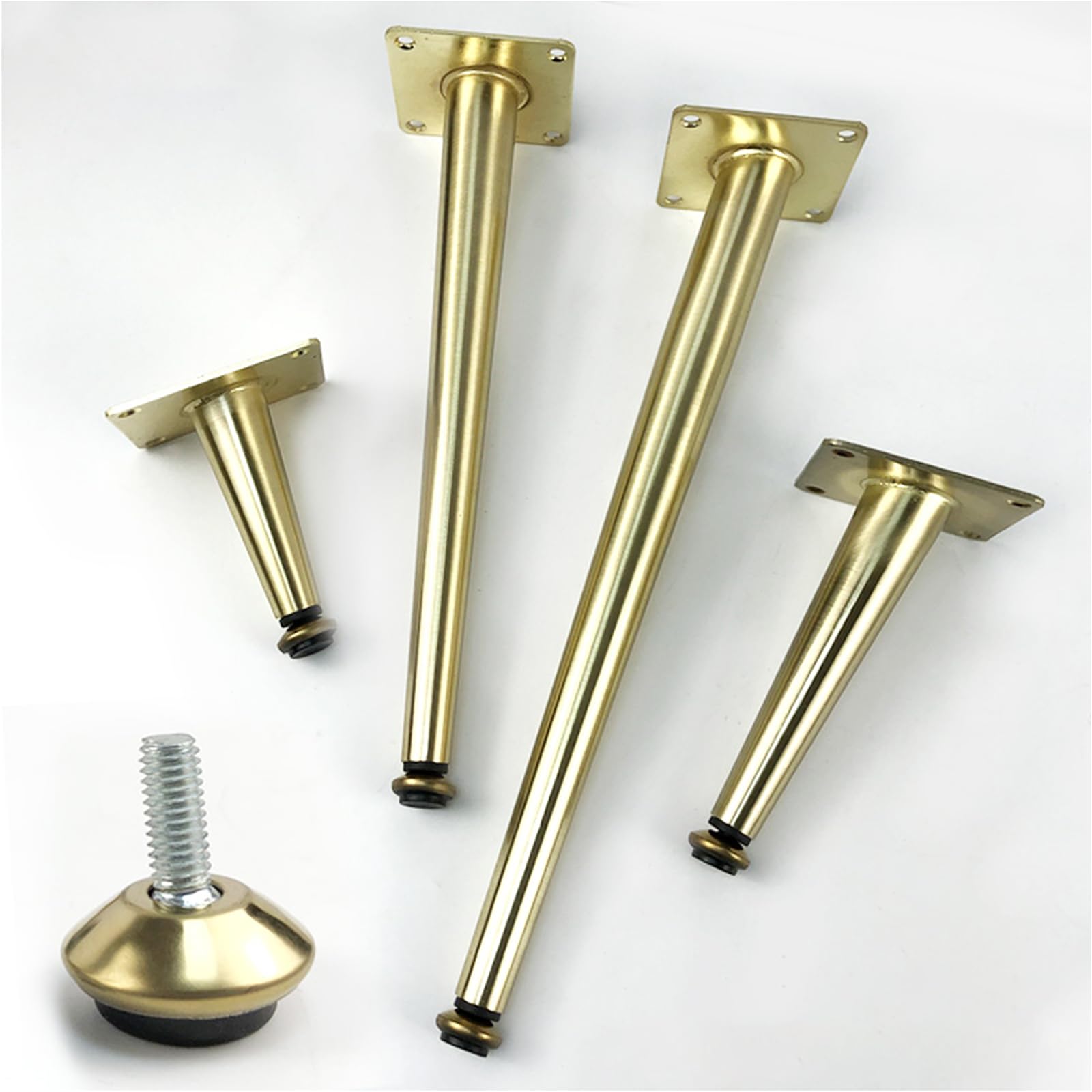 Patas para Muebles Regulables, 4 Piezas Patas para Mesas Regulables Pies de Sofá Dorado Cepillado para Armario Hierro | Galvanoplastia Pata para Cama Altura: 10.5-72.5cm Pies de Gabinete 72.5cm/28.5"
