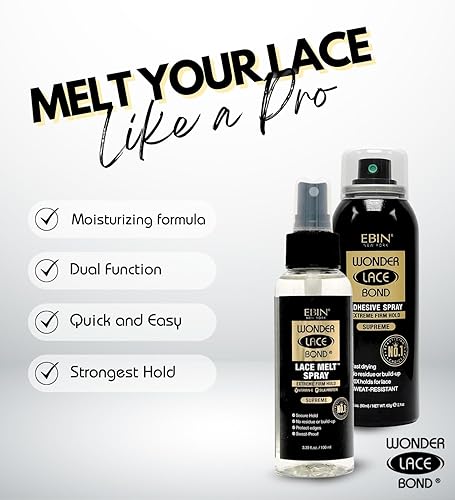 Miniatura 3 de Wonder Lace Bond Supreme - Aerosol adhesivo para peluca de 2.7 onzas con spray de encaje para derretir 3.39 onzas por EBIN NEW YORK - Pegamento sin