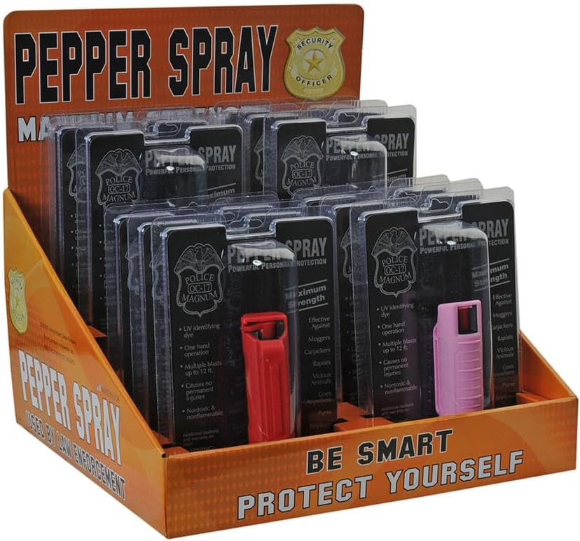 SZCO 12 Piece Assorted Pepper Spray with Cardboard Display