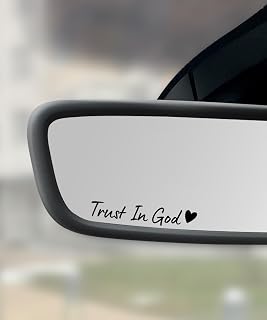 SCUARI 4PCS Trust in God Car Rearview Mirror Stickers - Durable Black PVC Decals for Women, Universal Fit Auto Accessories