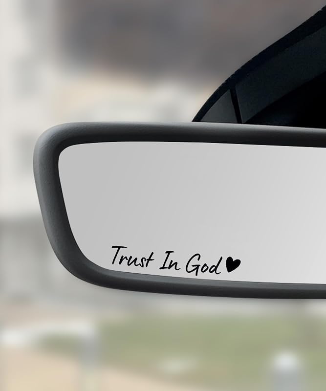 SCUARI 4 pegatinas para auto, pegatinas para autos, accesorios para auto, pegatinas para espejo retrovisor Trust in God, pegatinas y calcomanías para automóviles, pegatinas para mujeres, decoración de espejo Trust in God, se adapta a la mayoría de vehículos (negro)
